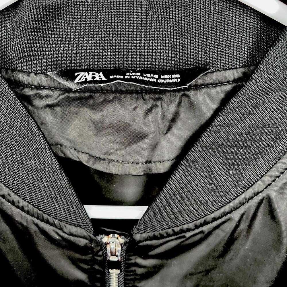 Zara Satin Jacket Womens Small Black Long Sleeve - Picture 2 of 7